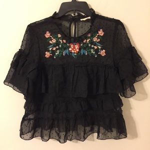 Black see through blouse